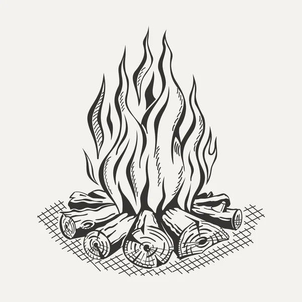 Illustration of isolated camp fire on white background. — Stock Vector