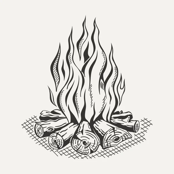 Illustration des isolierten Lagerfeuers auf weißem Hintergrund. — Stockvektor