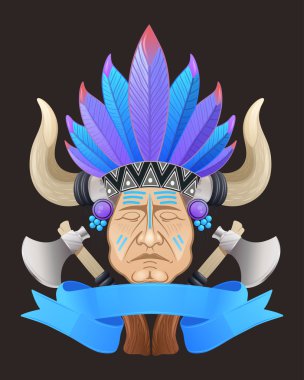 Bir tomahawk ile Hint baş gösteren resim.