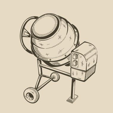 illustration of concrete mixer. clipart