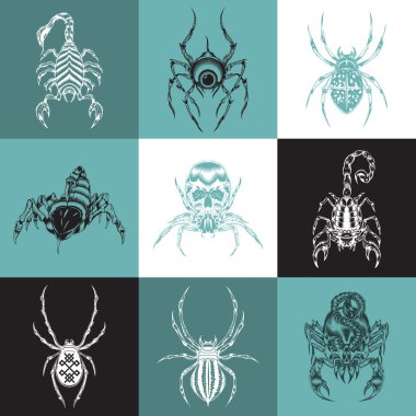 Etiket kümesi arachnids görüntü ile.