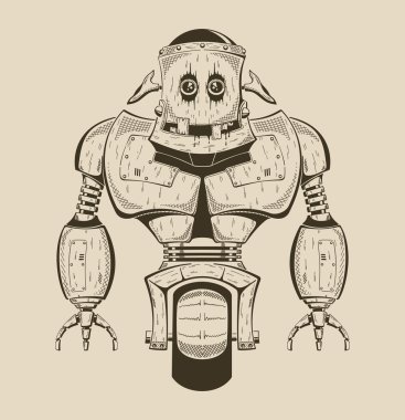 It is an image of cartoon iron robot. clipart