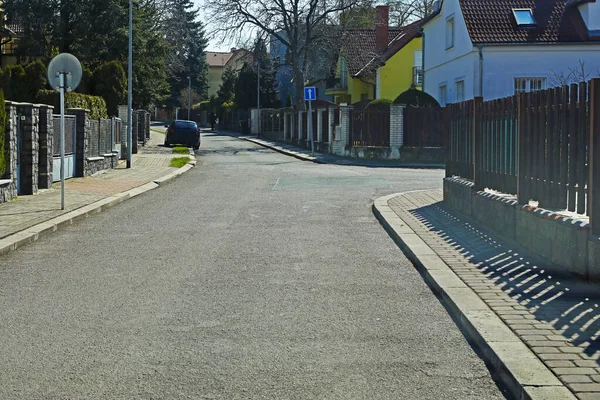 Crossroads of streets in residential areas without modified priority in driving for cars — Stock Image Crossroads Streets Residential Areas Modified Priority Driving Cars Stock Photo