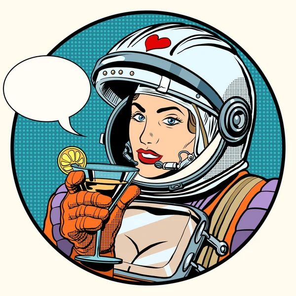 Liefde vrouw kosmonaut cocktail — Stockvector