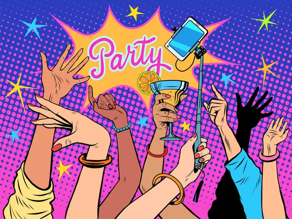 Party tanzen Selfie Drinks — Stockvektor