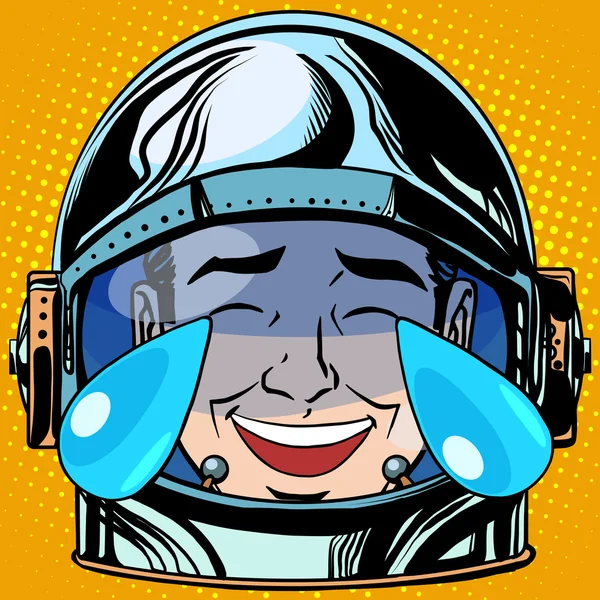 Смайлик смех слезы Эмодзи лицо человека астронавта ретро — стоковый вектор