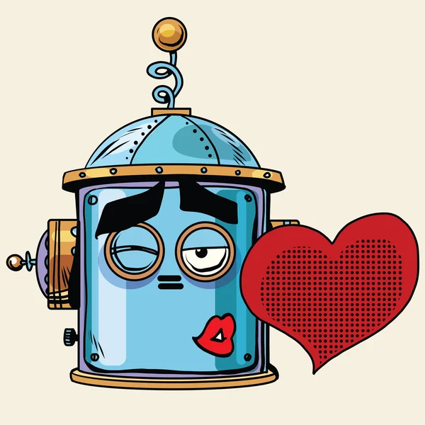Emoticon cinta ciuman emoji kepala robot emosi tersenyum - Stok Vektor