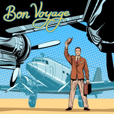 İşadamı karşılayan veya kalkış uçak eşlik eder