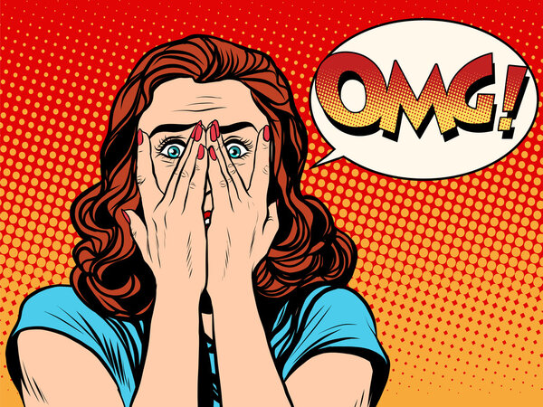 Surprised OMG shocked woman