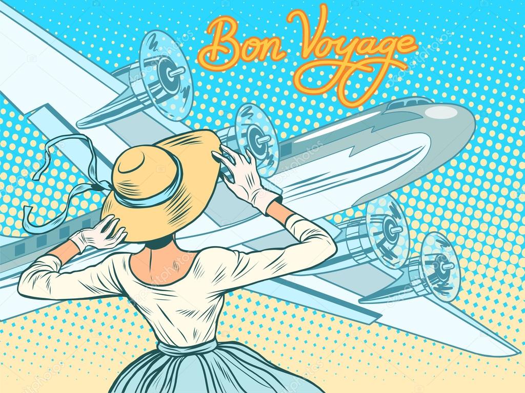 Bon Voyage Girl Escorts Aircraft Vector Image By C Studiostoks Vector Stock