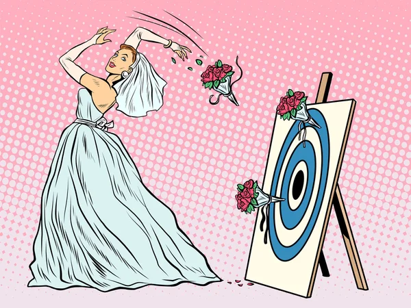 The bride bouquet flower girl throws on target