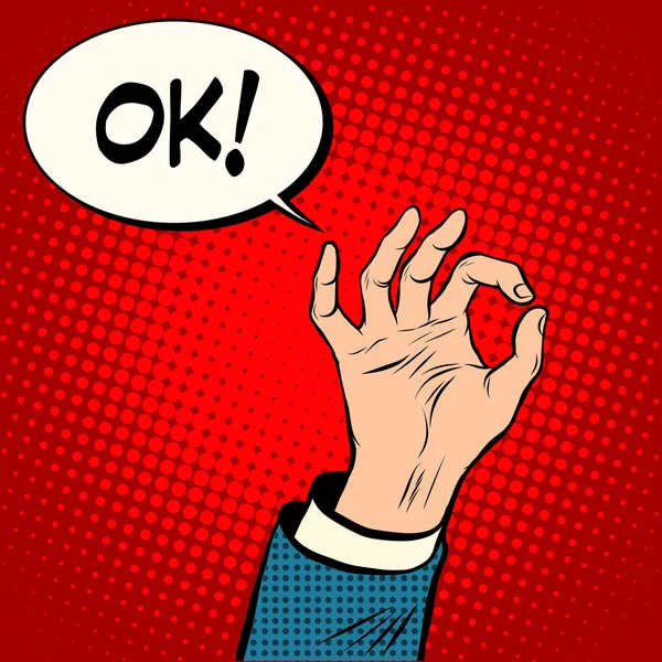 Mão OK conceito de negócio gesto — Vetor de Stock