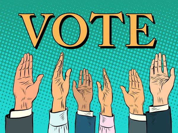 Mão de votação pega uma voz de apoio — Vetor de Stock
