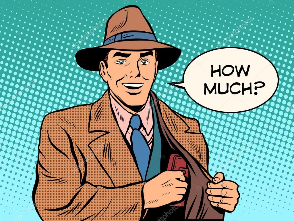 The purse money how much male businessman — Stock Vector © studiostoks