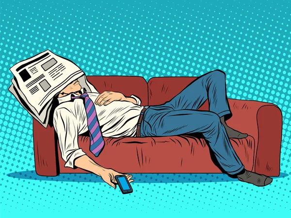 Repos fatigue dormir sur le canapé Siesta — Image vectorielle