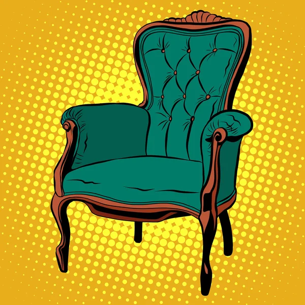 Verde cadeira macia móveis poltrona vetor — Vetor de Stock