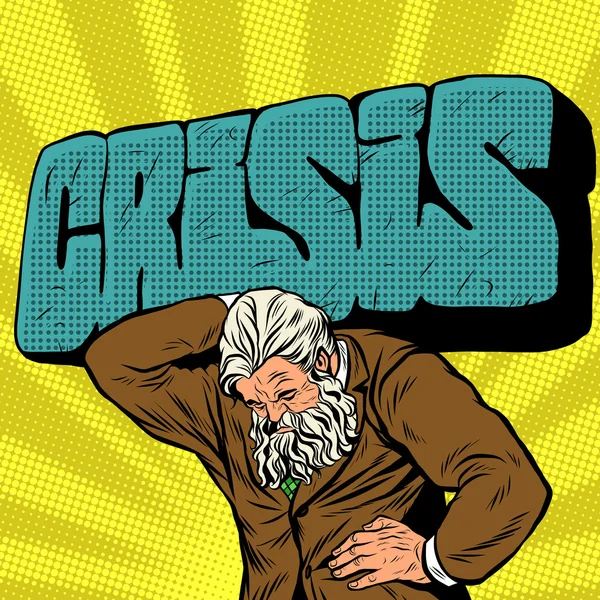 Antiguo Atlas hombre de crisis fuerte hombre de negocios — Vector de stock