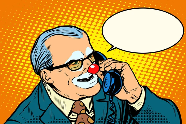 Payaso jefe en el teléfono — Vector de stock