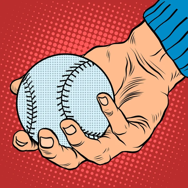 A mão com uma bola de basebol —  Vetores de Stock