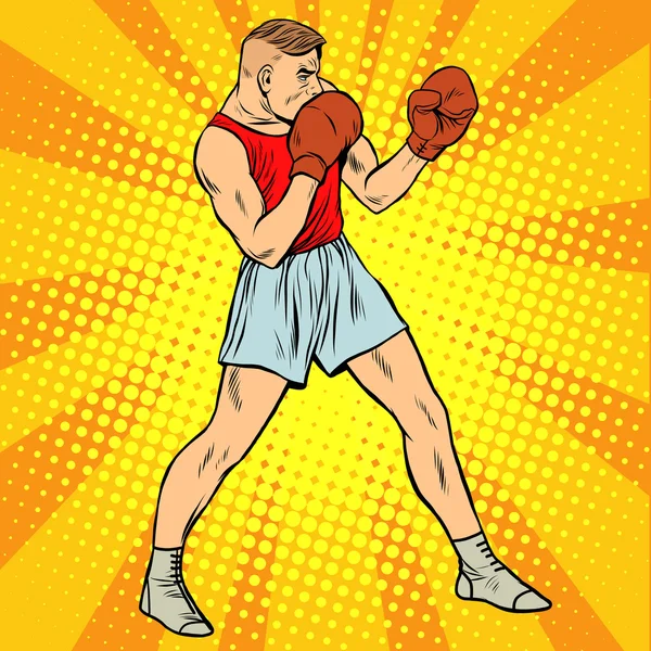 Retro boxer v boji postoj — Stockový vektor