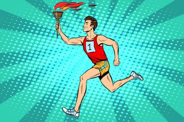 Adam atlet ışık tutan kimse spor Yaz oyunları ateş
