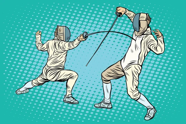 The sports fencing on swords — Stock Vector