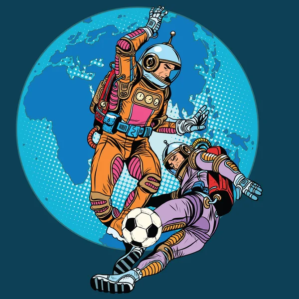 Futbol futbol maç astronotlar oyun — Stok Vektör