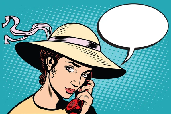 Retro mulher falando ao telefone —  Vetores de Stock