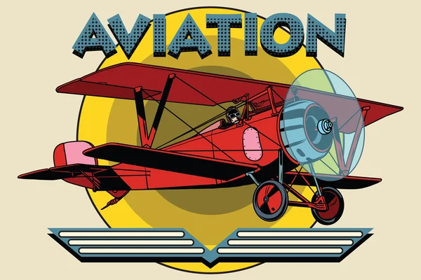 Afiche de aviación de dos alas retro — Archivo Imágenes Vectoriales