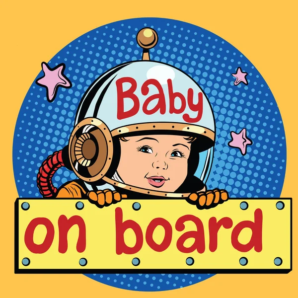 Baby on Board astronaut — Stock Vector