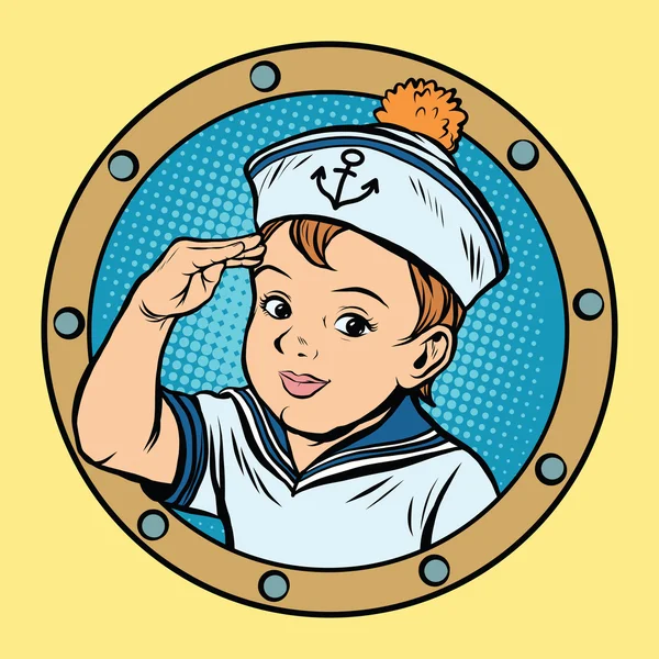 Child sailor ship kids game retro vector — Stock Vector