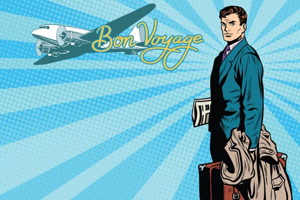 Voyageur masculin à l'aéroport — Image vectorielle