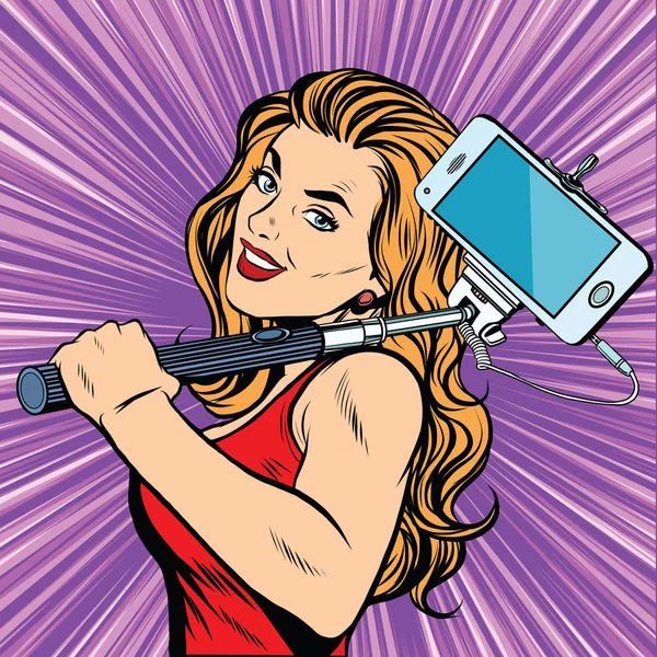 Selfie chica deportes mujer — Vector de stock