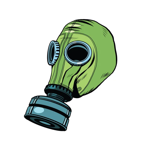 Gas mask, vintage rubber green, White background — Stock Vector