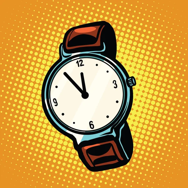 Ретро наручные часы с кожаным ремешком — стоковый вектор