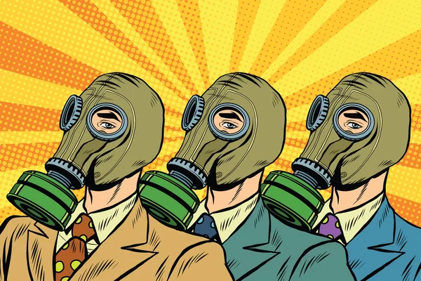 People in gas masks Sots art style — Stock Vector