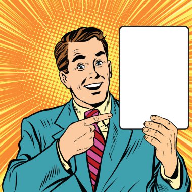 Retro adam ile bir poster pop sanat