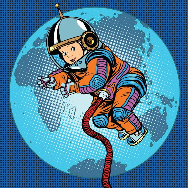 Astronaut baby Earth space — Stock Vector