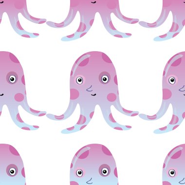 Denizanası ve ahtapot deniz Dikişsiz desen arka plan