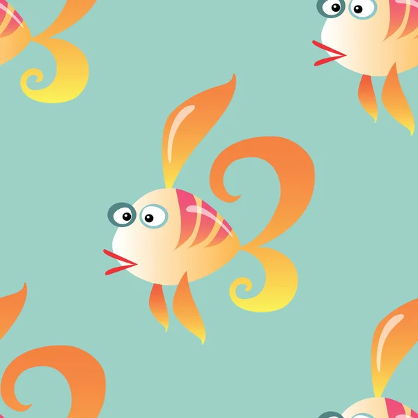 Goldfisch marine nahtlose Muster Hintergrund — Stockvektor