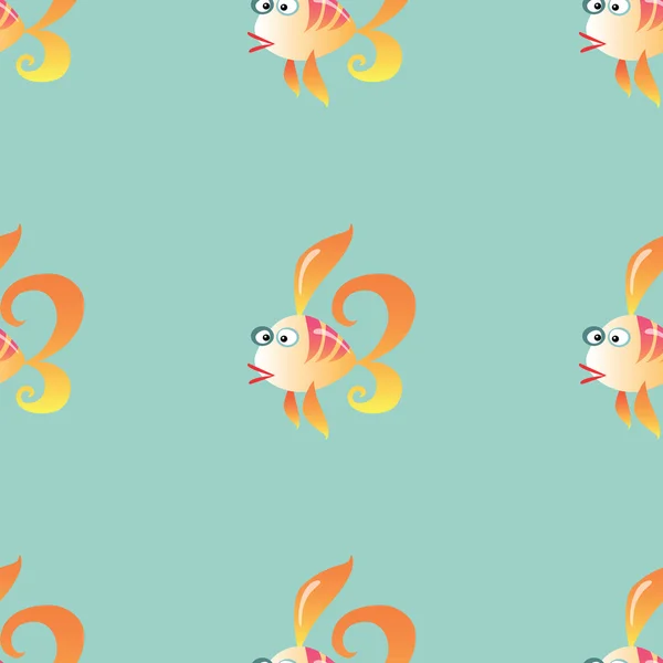 Goldfish marine seamless pattern background — Stock Vector