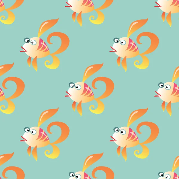 Goldfisch marine nahtlose Muster Hintergrund — Stockvektor
