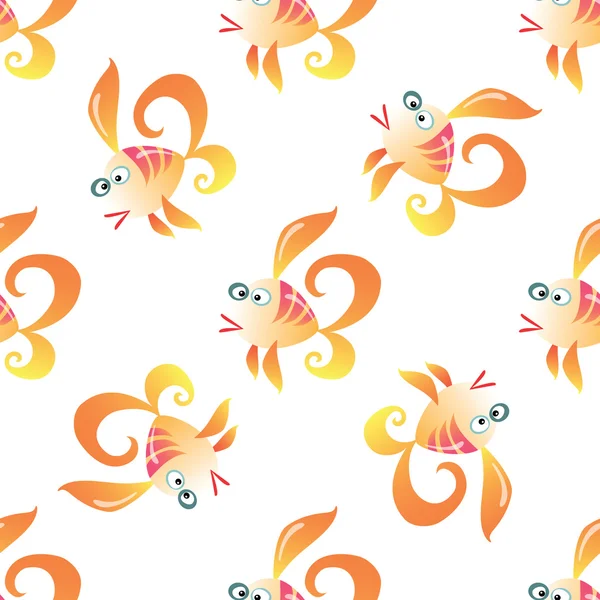 Fondo de patrón inconsútil marino Goldfish — Vector de stock