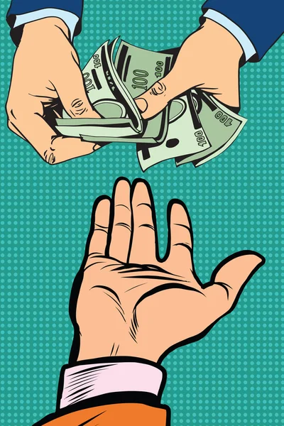 Mano dando dinero — Vector de stock