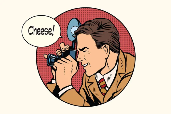 Pop art photographer cheese — Stock Vector