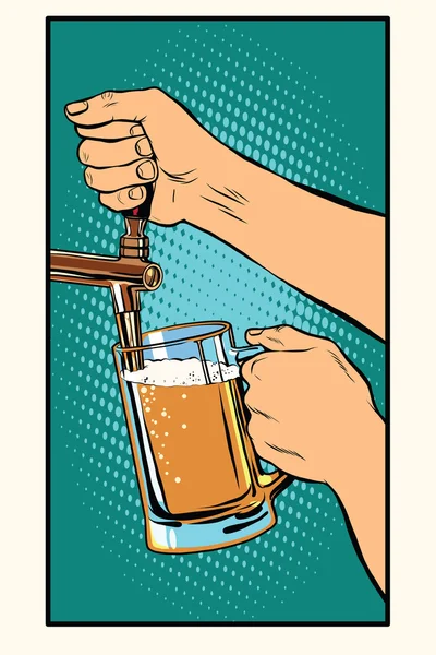 Бармен наповнює келих пива — стоковий вектор