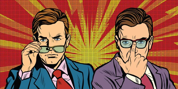 Δύο άνδρες με γυαλιά μοιάζουν απλά — Διανυσματικό Αρχείο