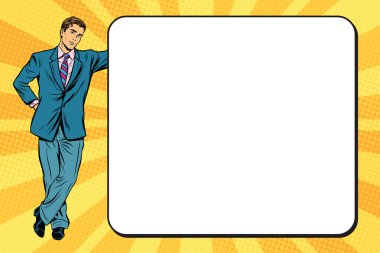 İş adamı yanındaki bir poster