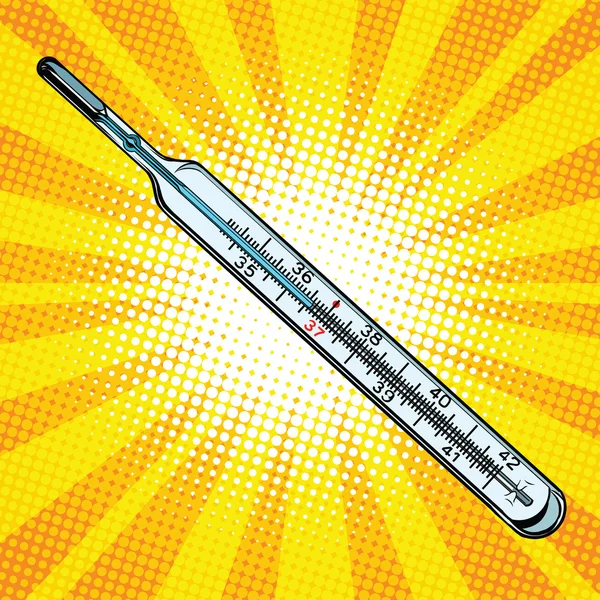 Kvicksilver glas medicinska termometer temperatur 36,6 — Stock vektor