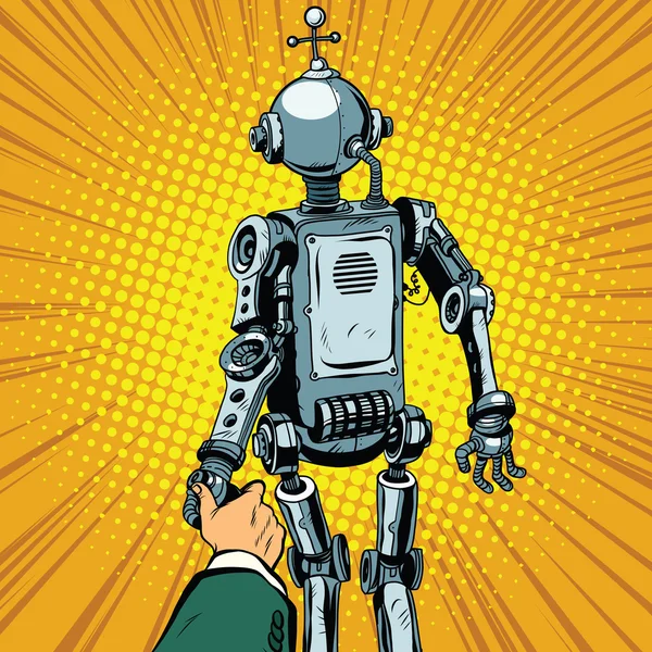 Ακολούθησέ Mε, το ρομπότ προς τα εμπρός μας οδηγεί — Διανυσματικό Αρχείο